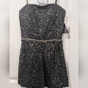 City Triangles Black Sequin strapless Jumpsuit